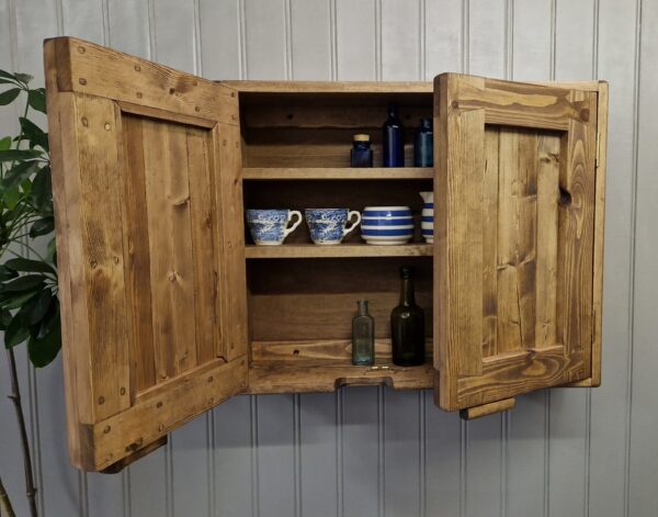 Kitchen cabinet in dark wood, bohemian rustic double kitchen cabinet handmade in Somerset UK