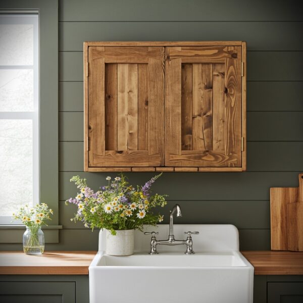 Kitchen cabinet in dark wood, refined rustic wooden wall cabinet custom handmade in Somerset UK -edited_1