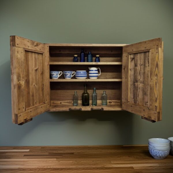 Kitchen cabinet in dark wood, double door wooden wall cabinet custom handmade in Somerset UK -edited_1