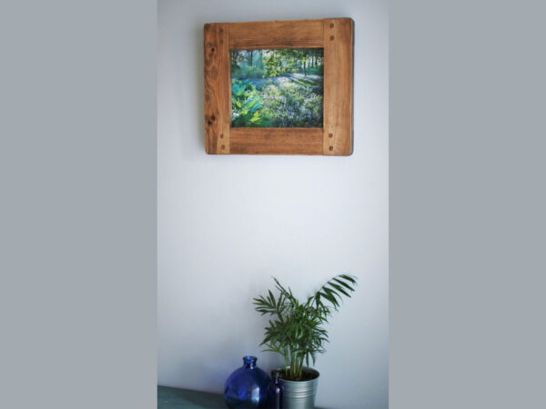 Picture photo frame for A4 size image handmade in Somerset UK in chunky rustic sustainable natural wood, landscape long view.