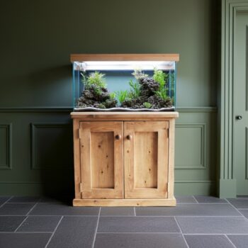 Wooden aquarium cabinet custom handmade in Somerset UK in chunky natural wood and braced strong to hold a heavy fish tank -edited_2