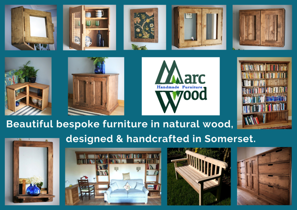 Marc Wood handmade modern rustic wooden furniture. Custom made in Somerset UK from natural, sustainable wood. Bathroom and kitchen cabinets, mirrors and picture frames.