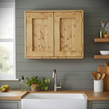 Wooden kitchen cabinet, refined rustic wall cabinet in light wood, custom handmade in Somerset UK -edited_1