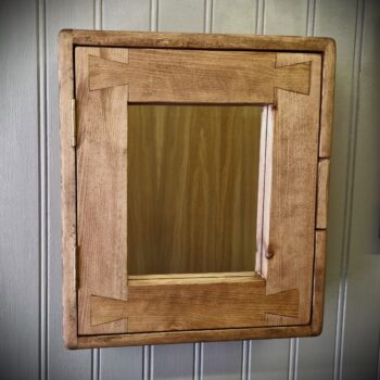 Small bathroom mirror cabinet, dark wood mirror cabinet in our modern rustic style, from Somerset UK