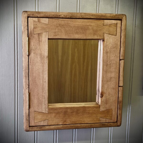 Small bathroom mirror cabinet, dark wood mirror cabinet in our modern rustic style, from Somerset UK