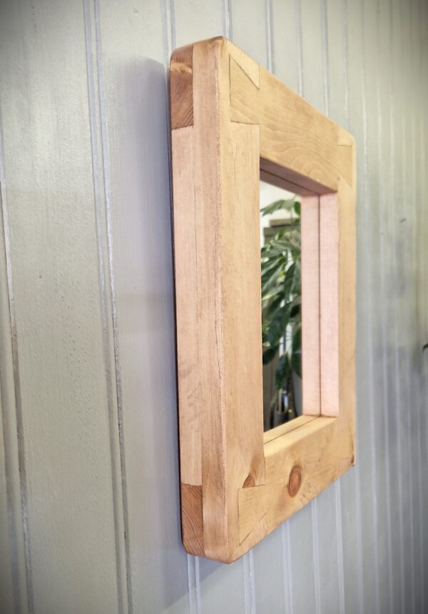 Small wooden mirror, farmhouse cottage decor, rustic wall mirror, custom handmade in Somerset UK