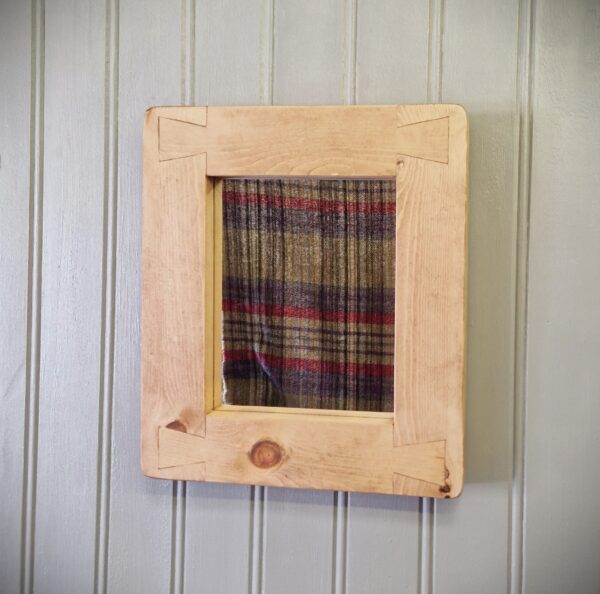 Small wood frame mirror, rustic farmhouse cottage home interior, custom handmade in Somerset UK