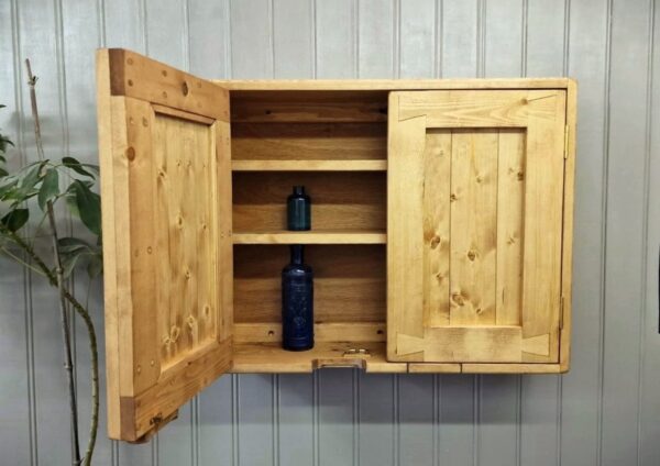Rustic bathroom cabinet, country spa, traditional dovetail door cupboard from Somerset UK
