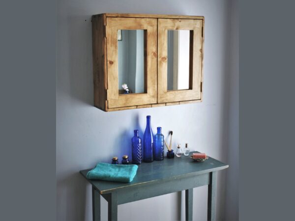 Large double mirror door wooden bathroom cabinet