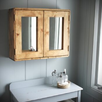 Wooden bathroom cabinet in rustic natural wood, over sink mirror cabinet custom handmade in Somerset UK -edited_1