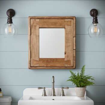 Small wooden bathroom cabinet, rustic natural wood mirror cabinet, custom handmade in Somerset UK -edited_1