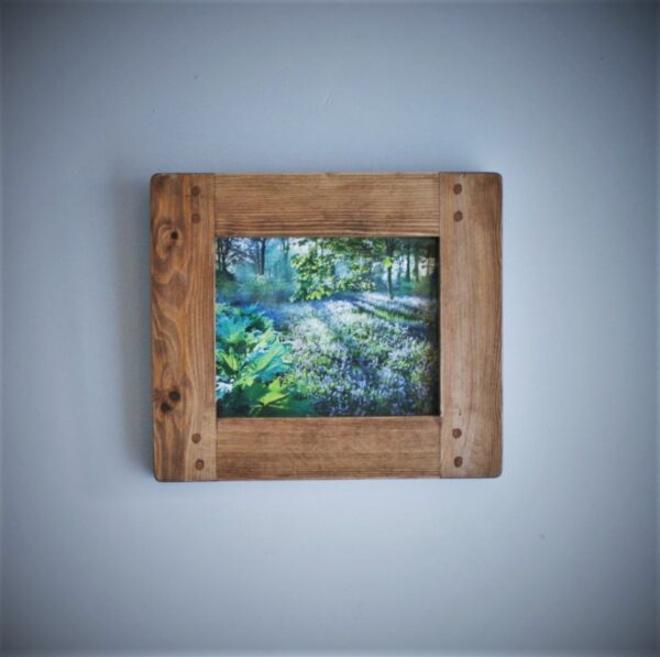 Chunky wooden picture frame for 8 x 10 inch photo or art print. Handmade in Somerset UK, close view of dark wood tone option.