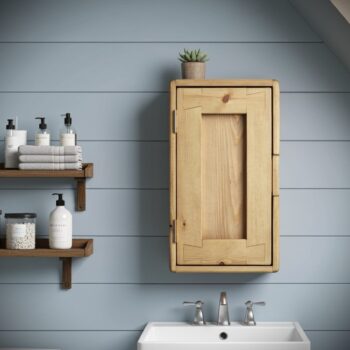 Slim wooden bathroom cabinet, rustic wall cupboard for cottage farmhouse bathroom, custom handmade in Somerset UK -edited_1