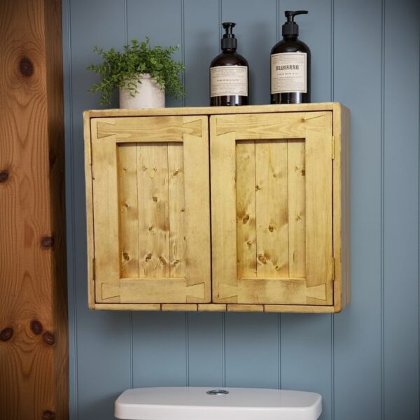 Rustic bathroom cabinet, large wooden wall cabinet for modern cottage farmhouse bathroom, custom handmade in Somerset UK -edited_1