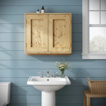 Rustic bathroom cabinet, chunky wooden wall cabinet for cottage farmhouse bathroom, custom handmade in Somerset UK -edited_1