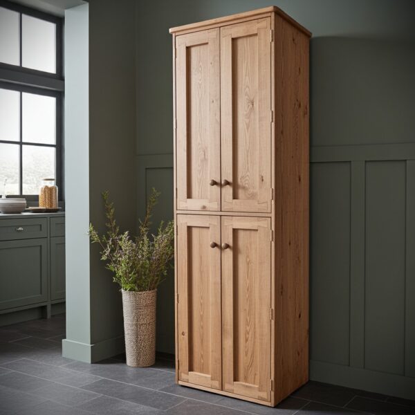 tall kitchen larder pantry cabinet for rustic country cottage home, freestanding kitchen storage custom handmade in Somerset UK -edited_1
