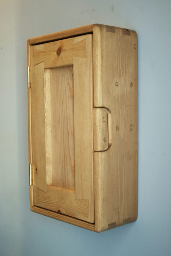Bathroom wall cabinet, slim wooden towel storage cupboard for narrow space.