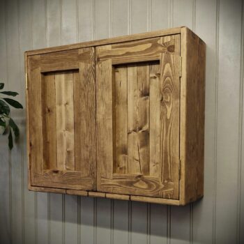 Kitchen cabinet in dark wood, rustic cottage kitchen storage cupboard, designed and handmade in Somerset UK