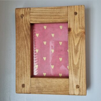 Small wooden picture frame, for 5 x 7 inch photo. Chunky wooden frame. Front view. Handmade in rustic Somerset UK