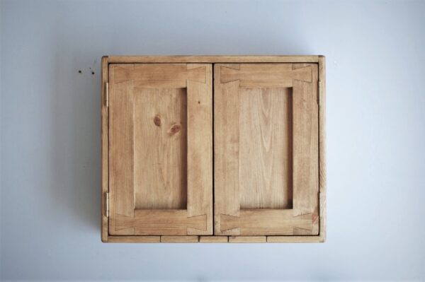 Bathroom cabinet without mirror, minimalist rustic style handmade in Somerset UK. Front view.