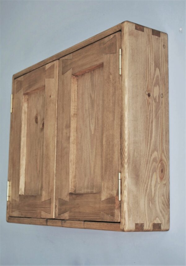 Bathroom cabinet without mirror, minimalist rustic style handmade in Somerset UK. Side view.