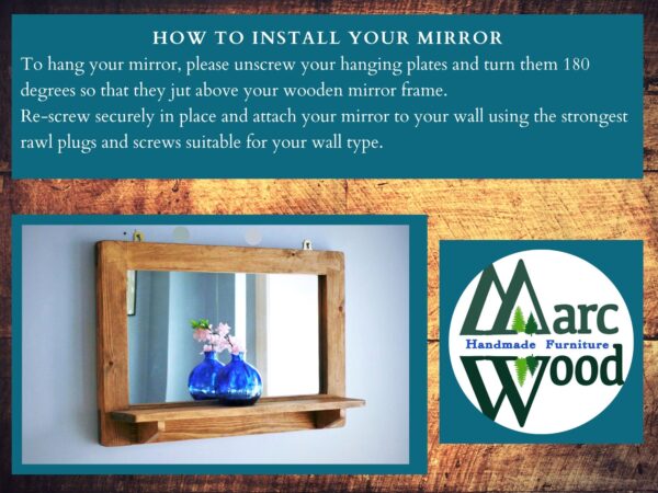 How to hang your mirror with hanging plates, advice from Marc Wood Furniture UK.