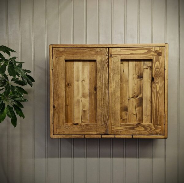 Kitchen cabinet in dark wood, modern rustic kitchen storage cupboards, designed and handmade in Somerset UK