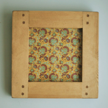 Square wooden picture frame in natural chunky rustic wood. Handmade in Somerset UK.