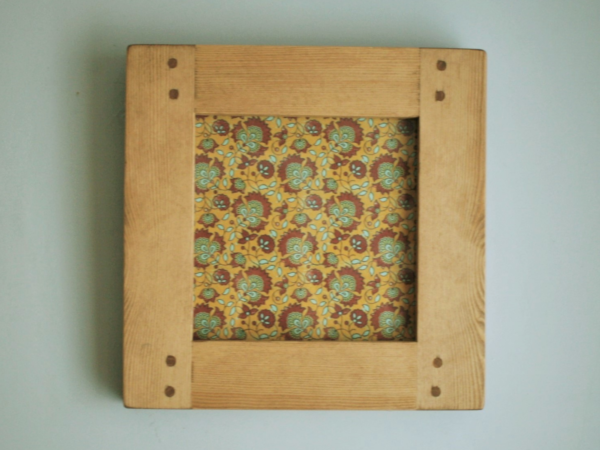 Square wooden picture frame in natural chunky rustic wood. Handmade in Somerset UK.