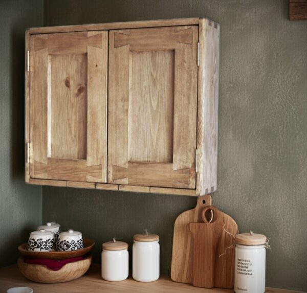 Cottage kitchen cabinet with double doors, rustic wooden wall cabinet custom handmade in Somerset UK -edited_1