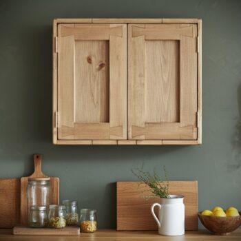 Cottage kitchen cabinet with double doors, chunky wooden wall cabinet custom handmade in Somerset UK -edited_1