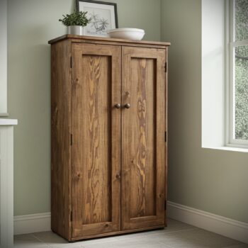 Double kitchen larder cabinet, low wooden pantry cupboard, custom handmade in Somerset UK -edited_1