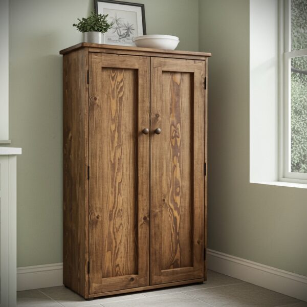 Double kitchen larder cabinet, low wooden pantry cupboard, custom handmade in Somerset UK -edited_1
