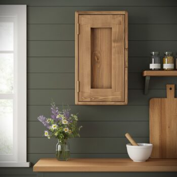 Slim dark kitchen cabinet, chunky and rustic wooden wall cabinet, bespoke handmade in Somerset UK -edited_1
