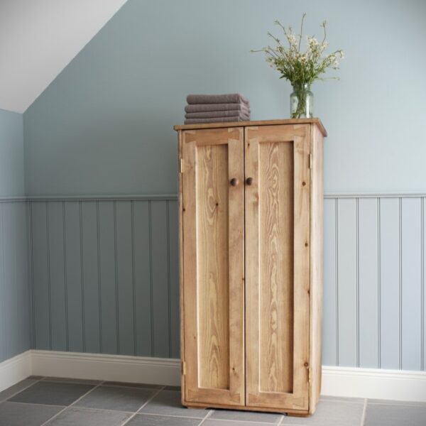 Tall bathroom linen cabinet, bathroom towel cupboard custom handmade in Somerset UK from rustic natural wood -edited_4