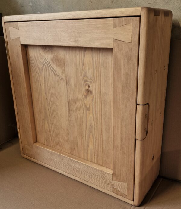 Natural wood bathroom cabinet without a mirror, modern rustic cottage furniture, custom made in Somerset UK