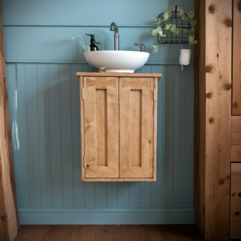 Sink stand vanity cabinet, wall mounted floating wooden wash stand, custom handmade in Somerset UK -edited_1