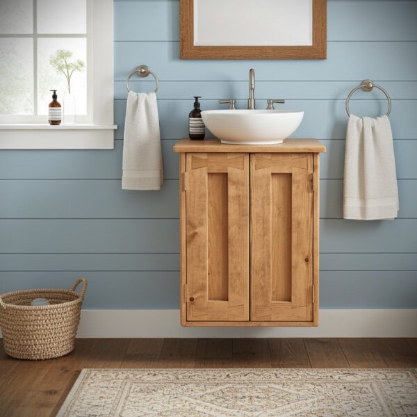 Sink stand vanity cabinet, wall mounted rustic wooden wash stand, custom handmade in Somerset UK -edited_1