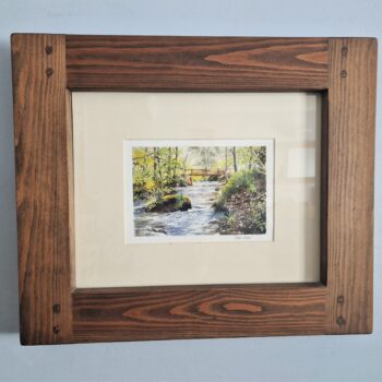 Chunky wooden rustic frame 11 x 14 inch handmade in Somerset UK in chunky rustic, sustainable natural wood. Close up.