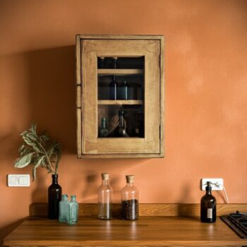 Rustic kitchen display cabinet, chunky and wooden curio cabinet custom handmade in Somerset UK from rustic dark natural wood -edited_1