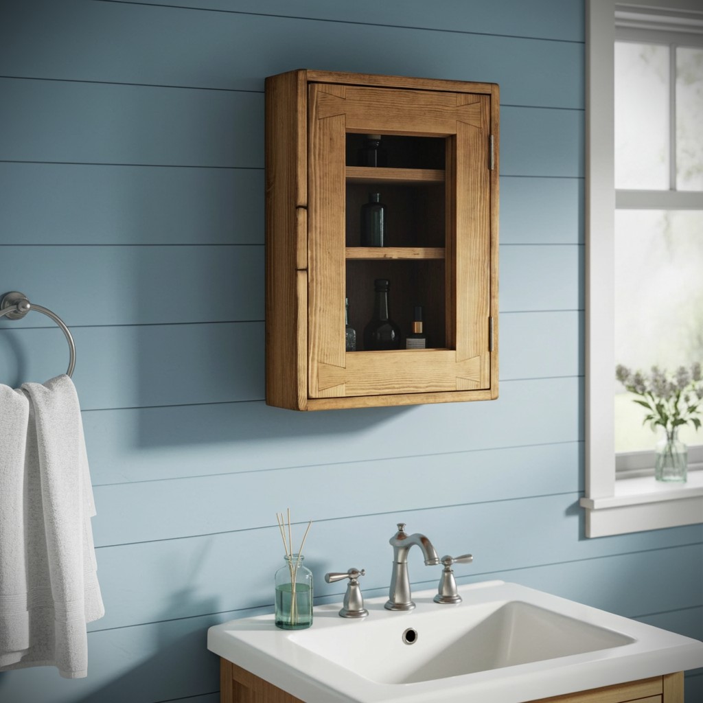 Bathroom display cabinet, slim rustic glass door wall cabinet, designed and handmade in Somerset UK from natural wood -edited_1