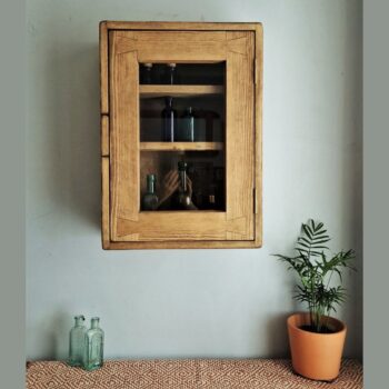 Rustic kitchen display cabinet and dark wood vintage pine curio cabinet from Somerset UK