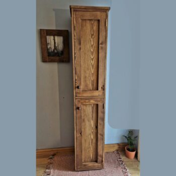 Narrow farmhouse larder cupboard and rustic slim freestanding kitchen pantry cabinet from Somerset UK.