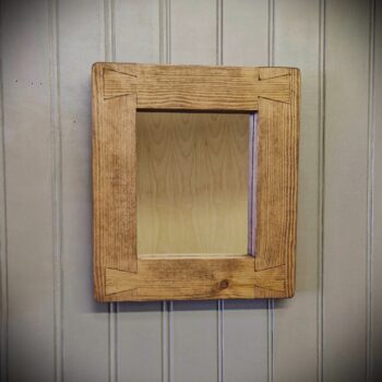 Small wood frame mirror handmade in Somerset UK in our modern rustic style, cottage cabin, chunky wall mirror.