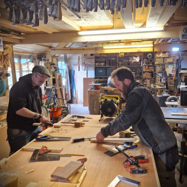 Woodworking courses in Somerset UK for adult beginners, traditional craft joinery in the workshop.