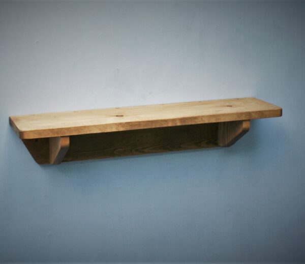 Small rustic wooden shelf, 62 cm modern farmhouse cottage style open shelving storage from Somerset UK.