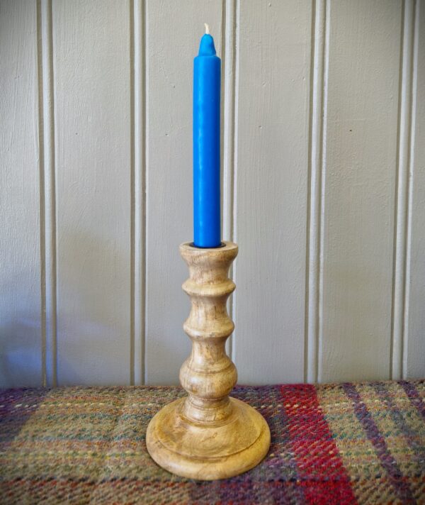 Chunky wooden candle stick, hand carved rustic candle holder for vintage, boho table decoration, Christmas, wedding party gift UK