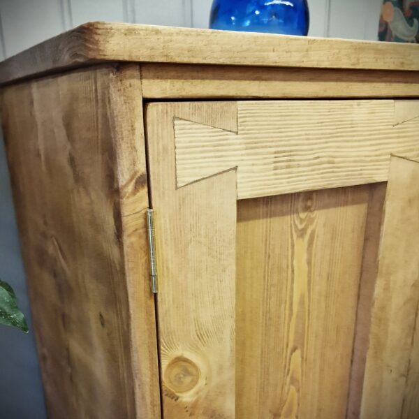 Large bathroom armoire cabinet with dovetail doors in natural wood from Somerset UK