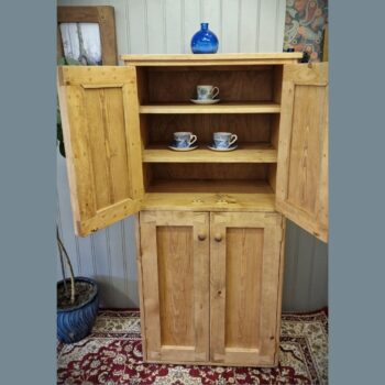 Large rustic larder cupboard and food pantry cabinet, sustainable wooden kitchen storage custom handmade in Somerset UK