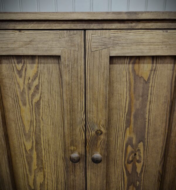 Double kitchen larder cupboard with double doors in dark wood from Somerset UK